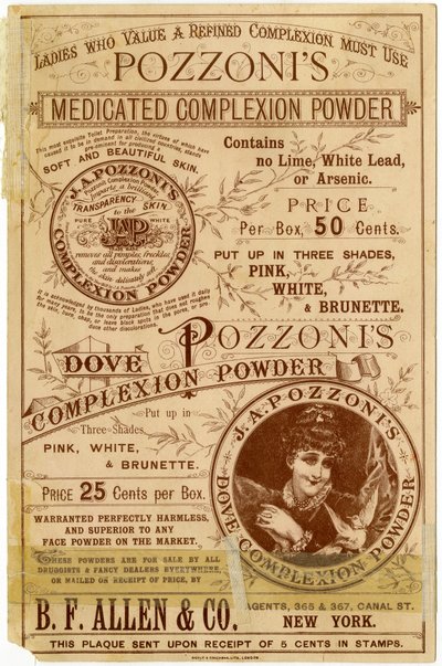 Pozzonis Dove Complexion Powder [verso della carta commerciale] da American School